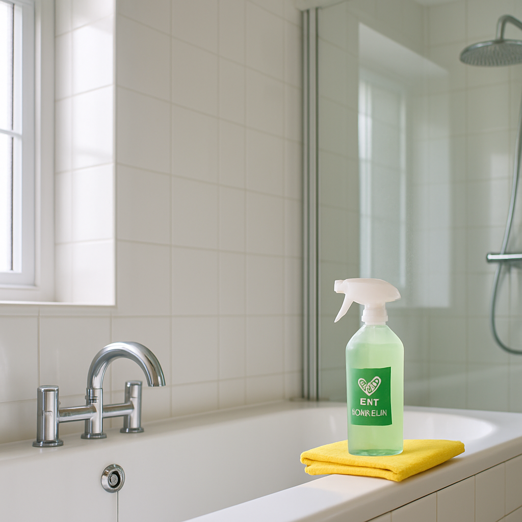 Removing limescale from the shower screen base seal in a Basildon flat — the number-one bathroom deduction trigger